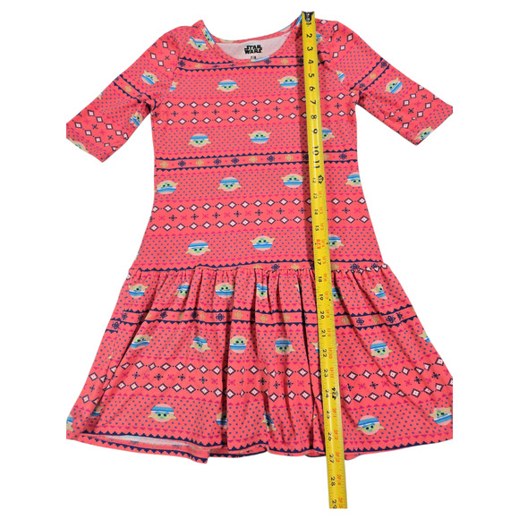 Star Wars Girls 7/8 Grogu Mandalorian Pink Dress Disney Play Cosplay Costume EUC - Picture 4 of 6